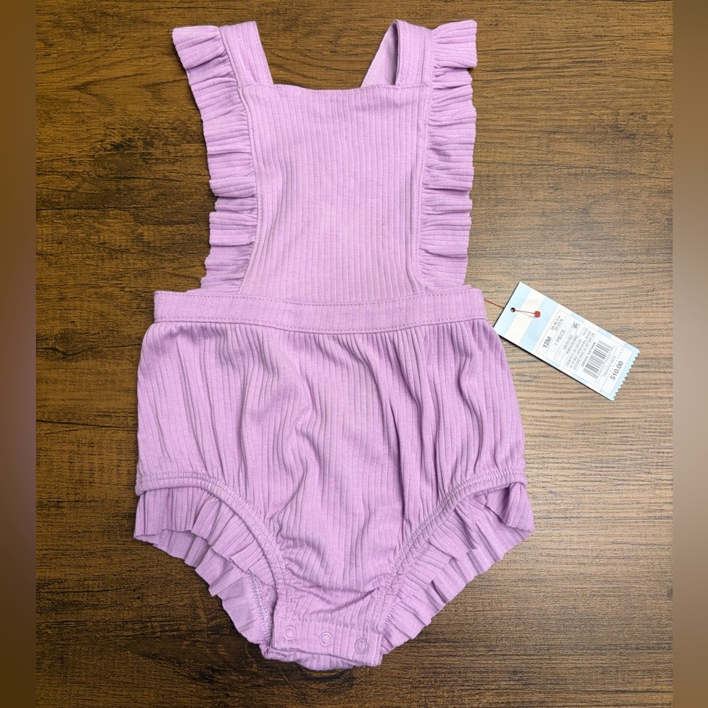 Cat & Jack Lilac Ribbed Baby Bubble Romper